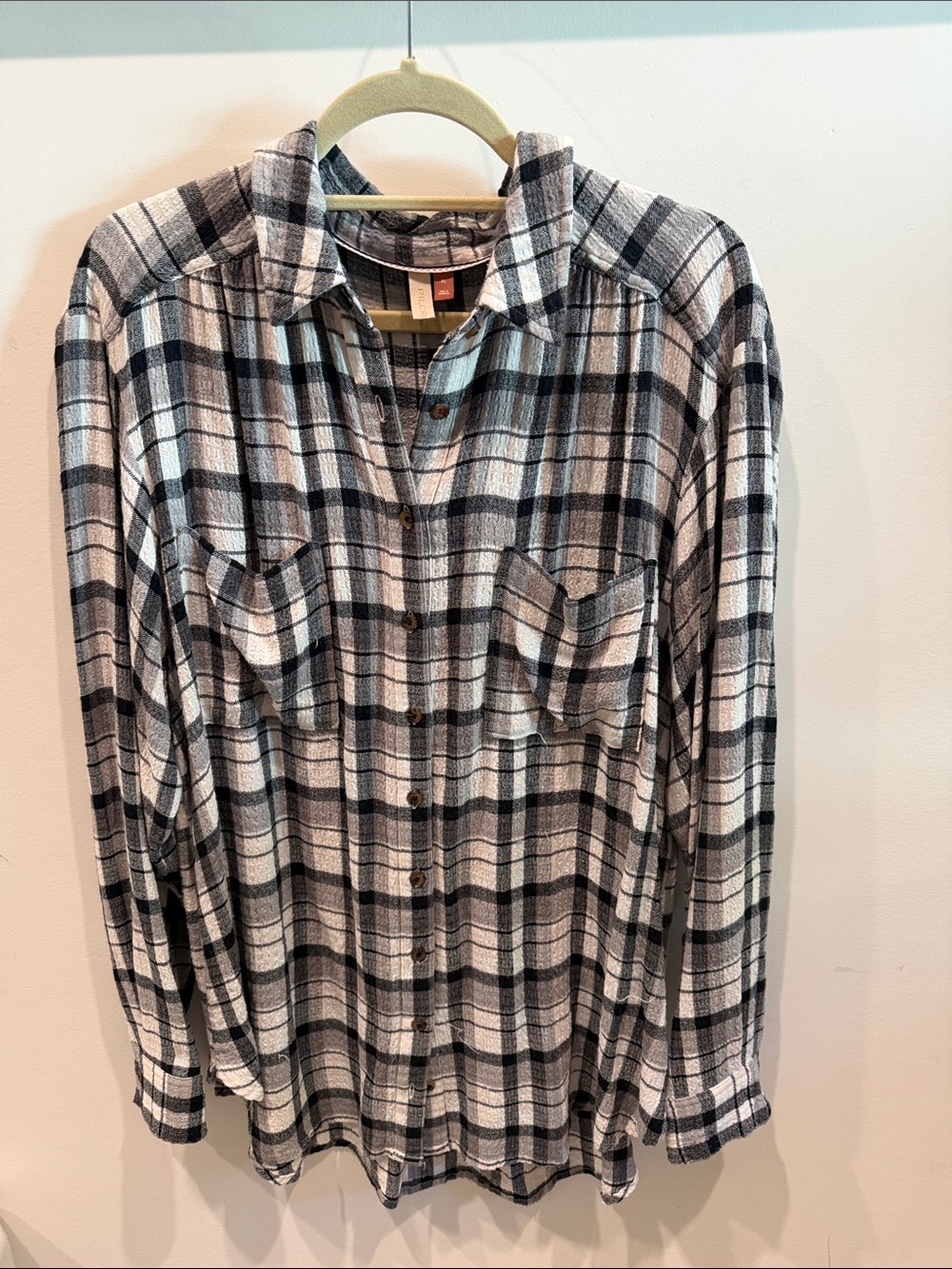 Pilcro Black & White Plaid Casual Button-Down Shirt